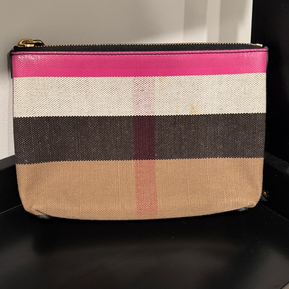 Burberry Canvas Pouch with Pink Trim - Picture 2 of 8